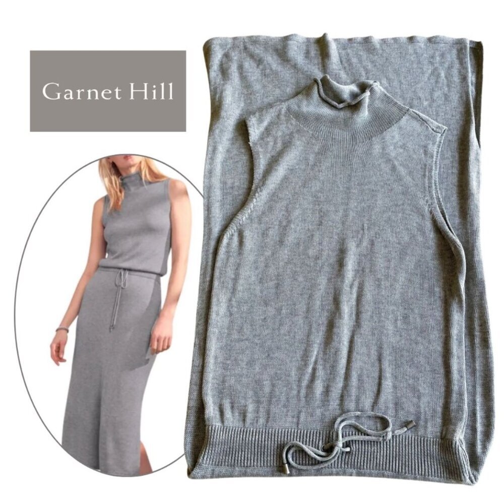 Garnet Hill Mock Turtleneck Sleeveless Grey Dress, Tencel Lyocell/Merino Wool